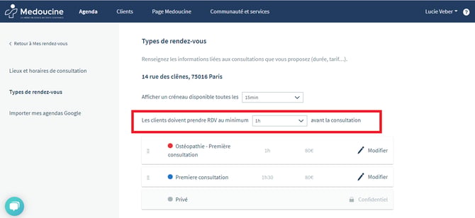 Délais minimum de prise de rdv